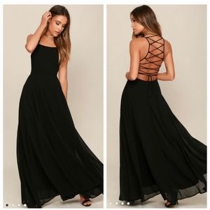 Lulu's Strappy To Be Here Black Maxi Dress